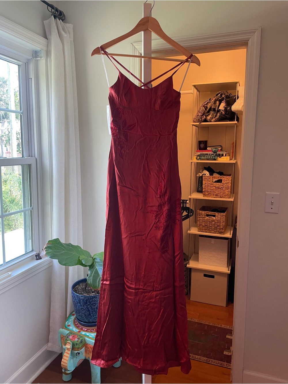 Princess Polly Red Satin Slip Maxi Dress